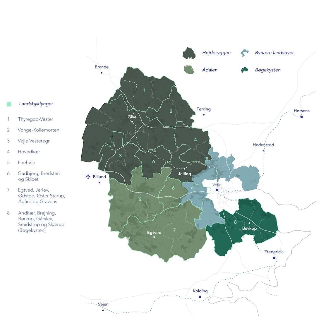 hovedområder og landsbyklynger